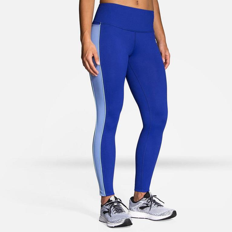 Brooks Greenlight Running Leggings - Women's - Blue (62475-CDFZ)